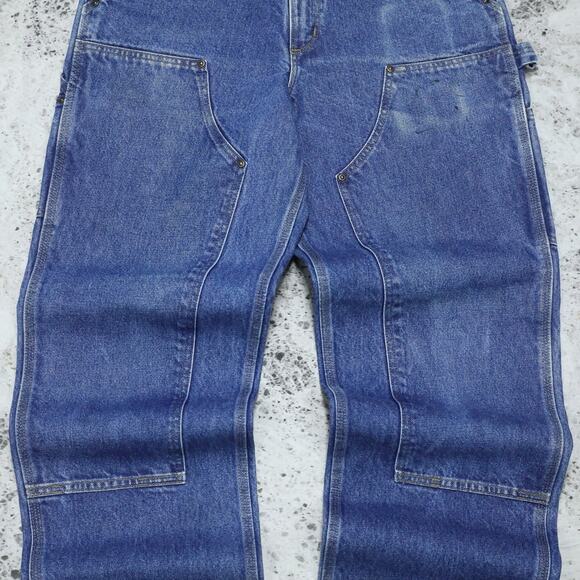 Vintage Carhartt B73 DST Faded Blue Jeans Denim Double Knee Carpenter Pant 31x32 - Picture 4 of 16